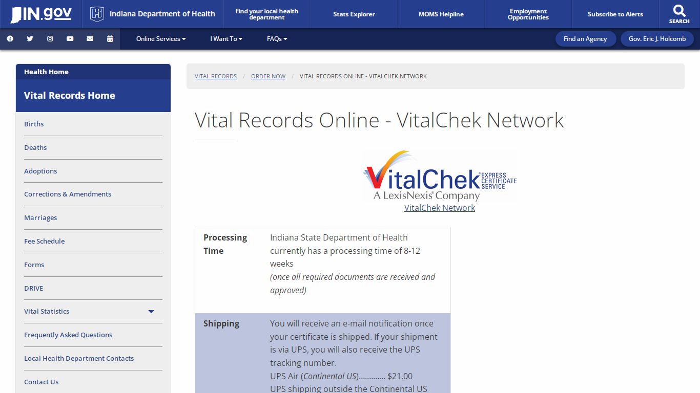 Health: Vital Records: Vital Records Online - VitalChek Network